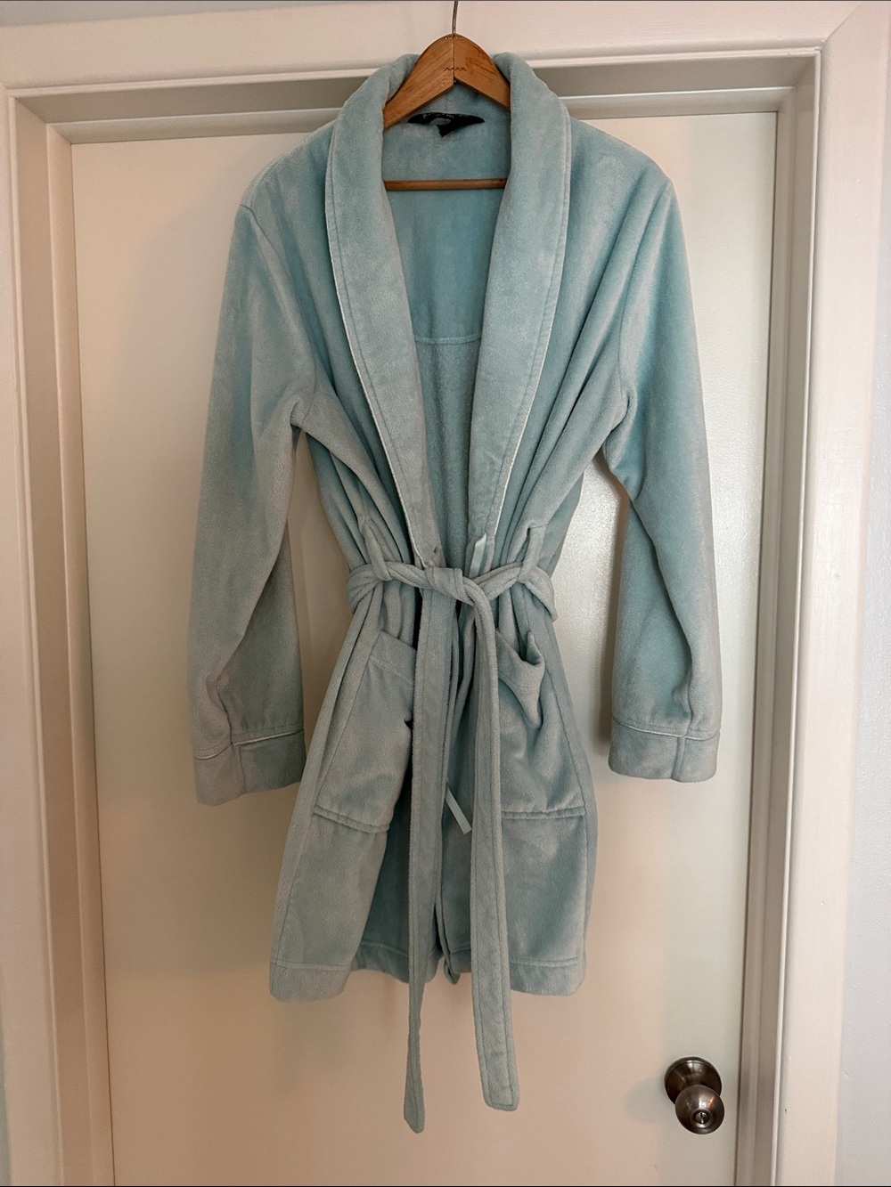 Plush Shawl Collar Robe - Light Blue